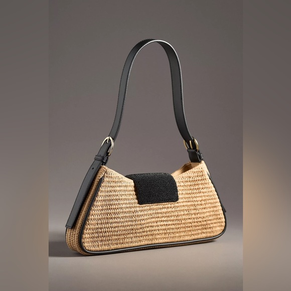 Anthropologie Beaded Rattan Shoulder Bag - Picture 2 of 4